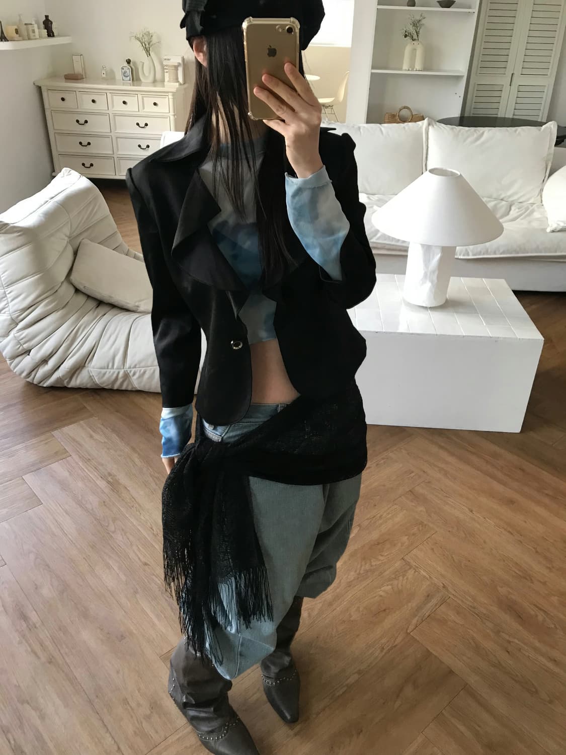 vintage black frill jacket 상품이미지2