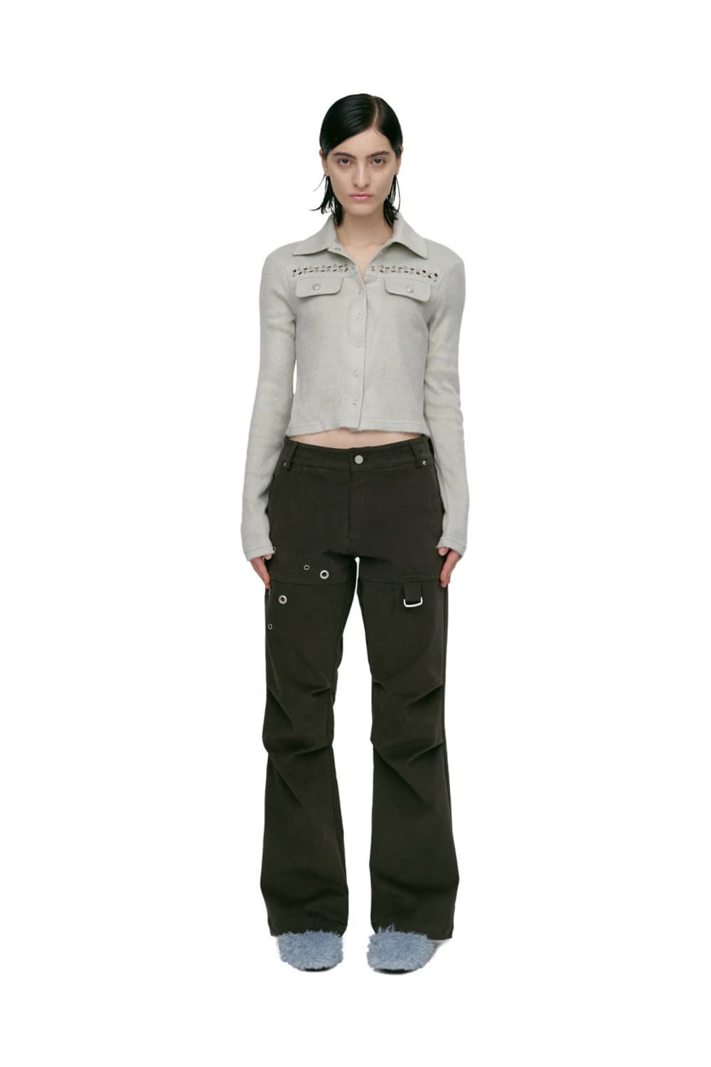 CERRIC EYELET HOOPED BOOT CUT PANTS 상품이미지1