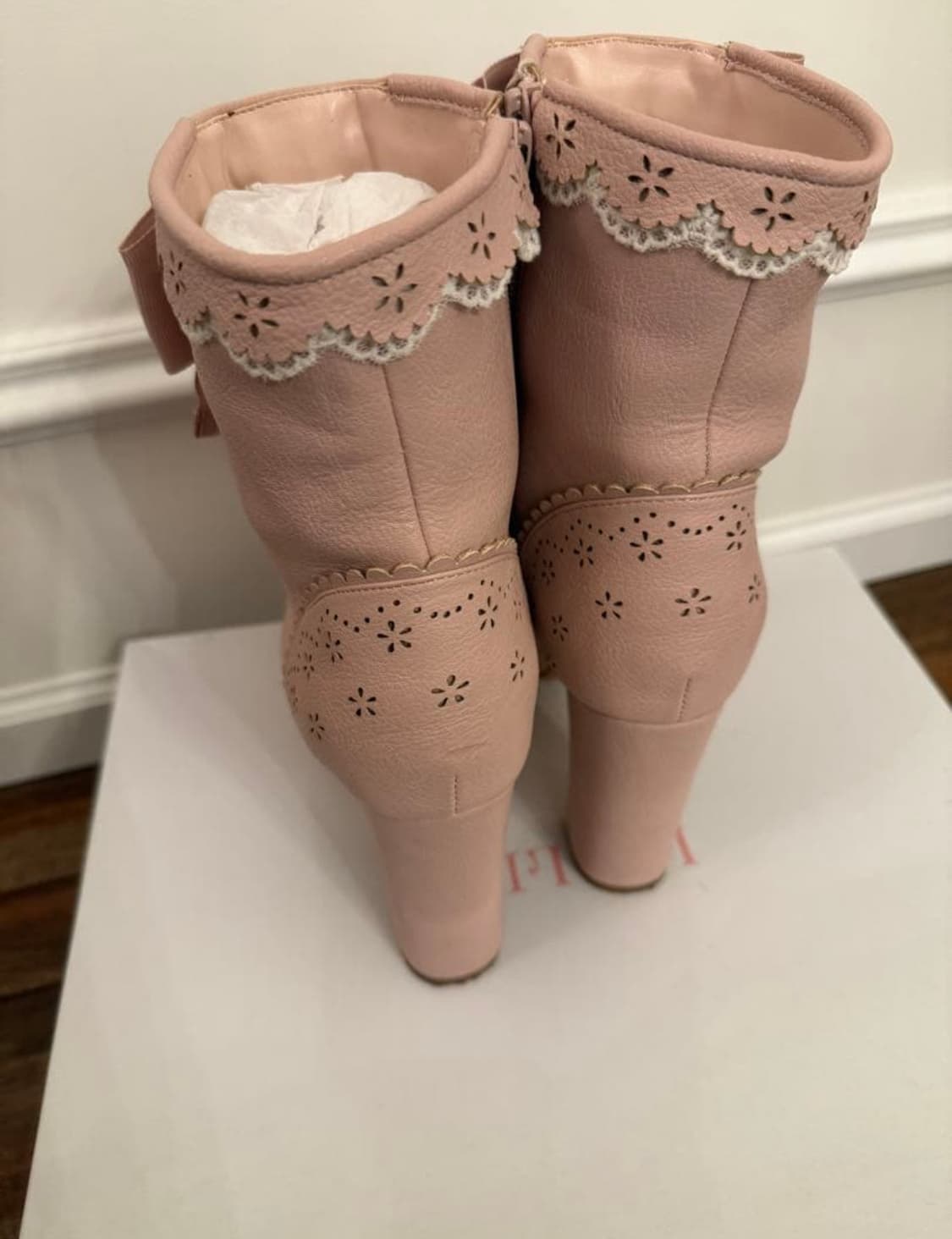 리즈리사 레이스업 부츠 핑크 베이지 L사이즈 240 상품이미지2