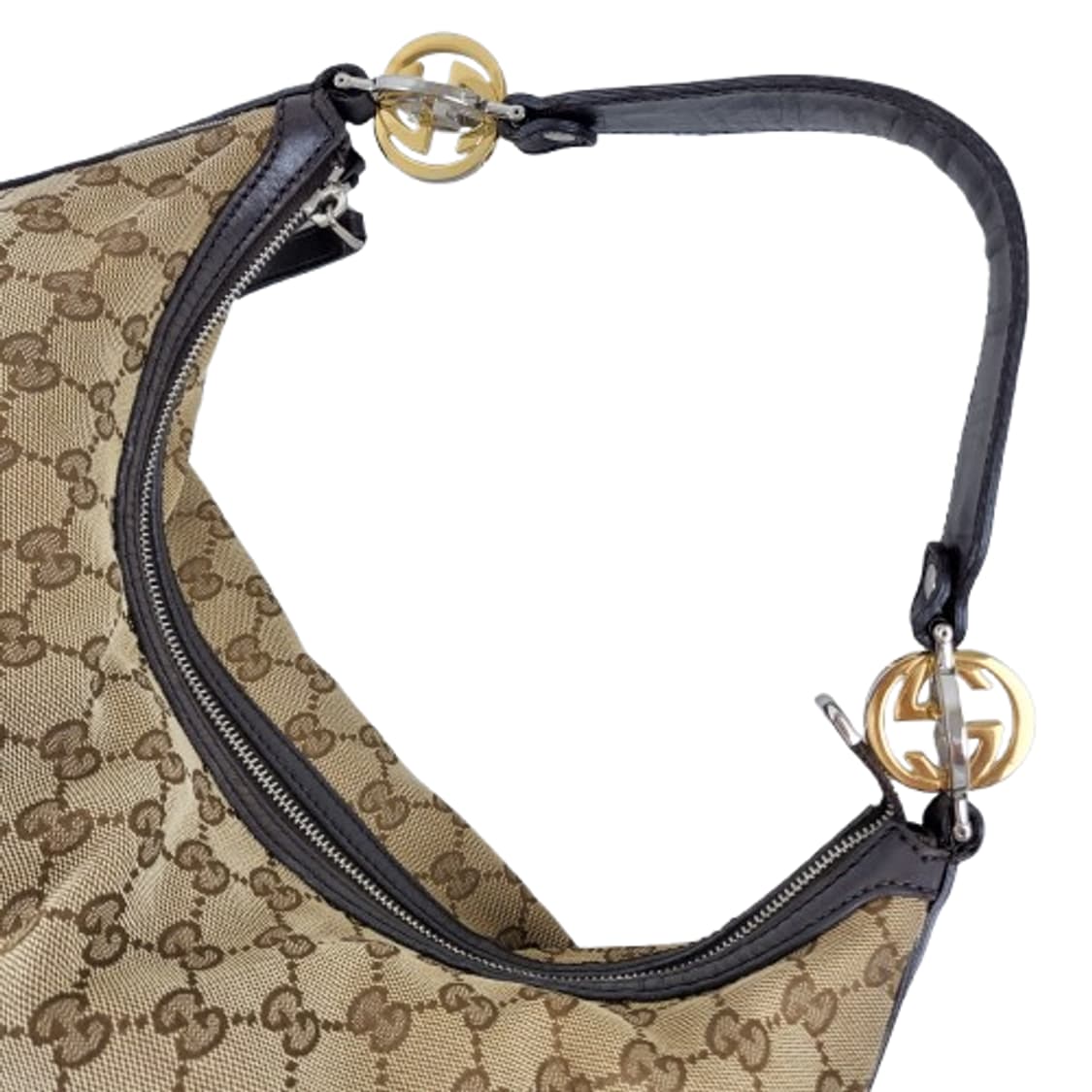 정품 구찌 232945 투톤 메탈 G로고장식 자가드 호보백 상품이미지8