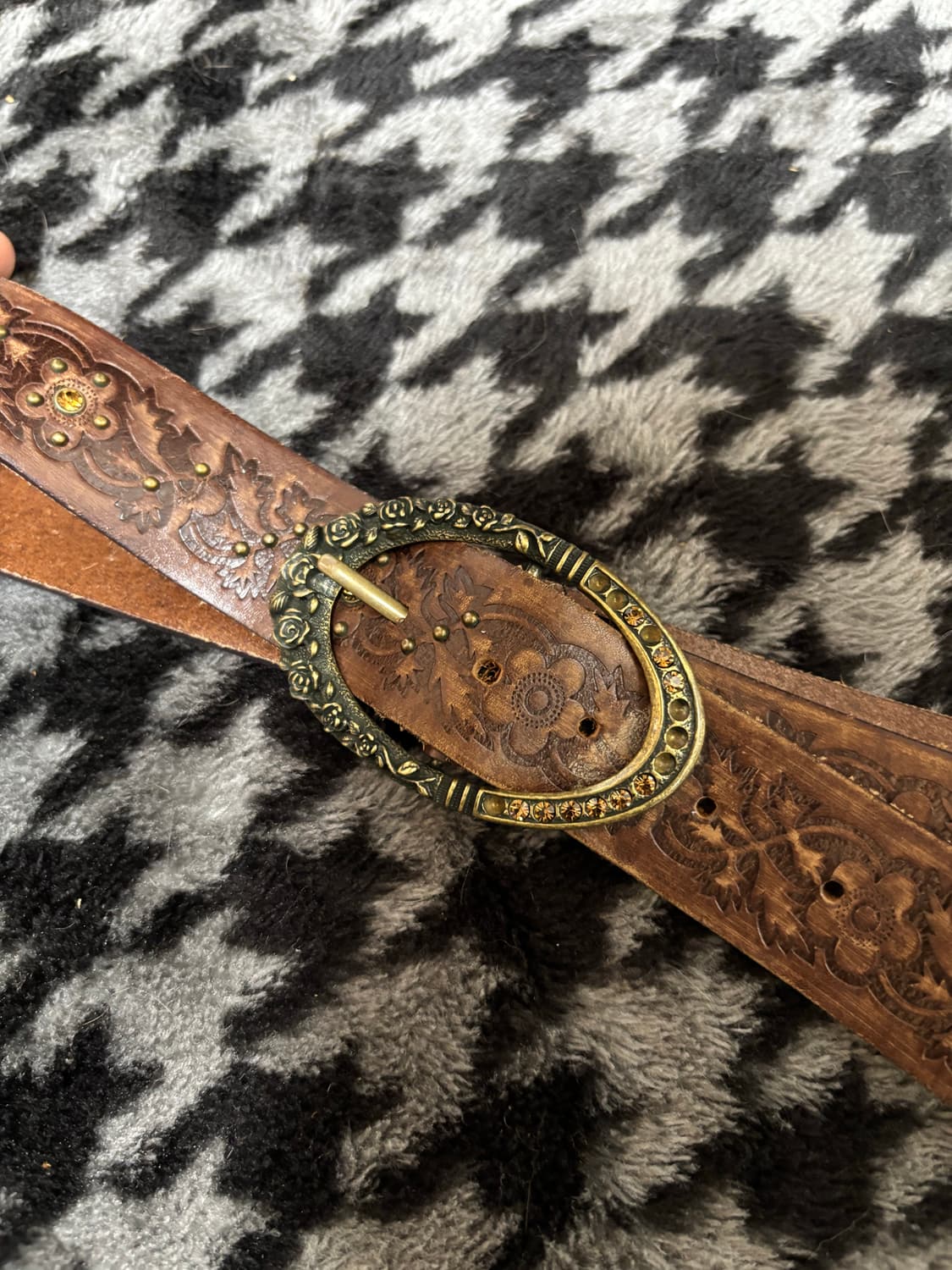 “Unknown” ethnic Cubic Detail Brown Belt 상품이미지3