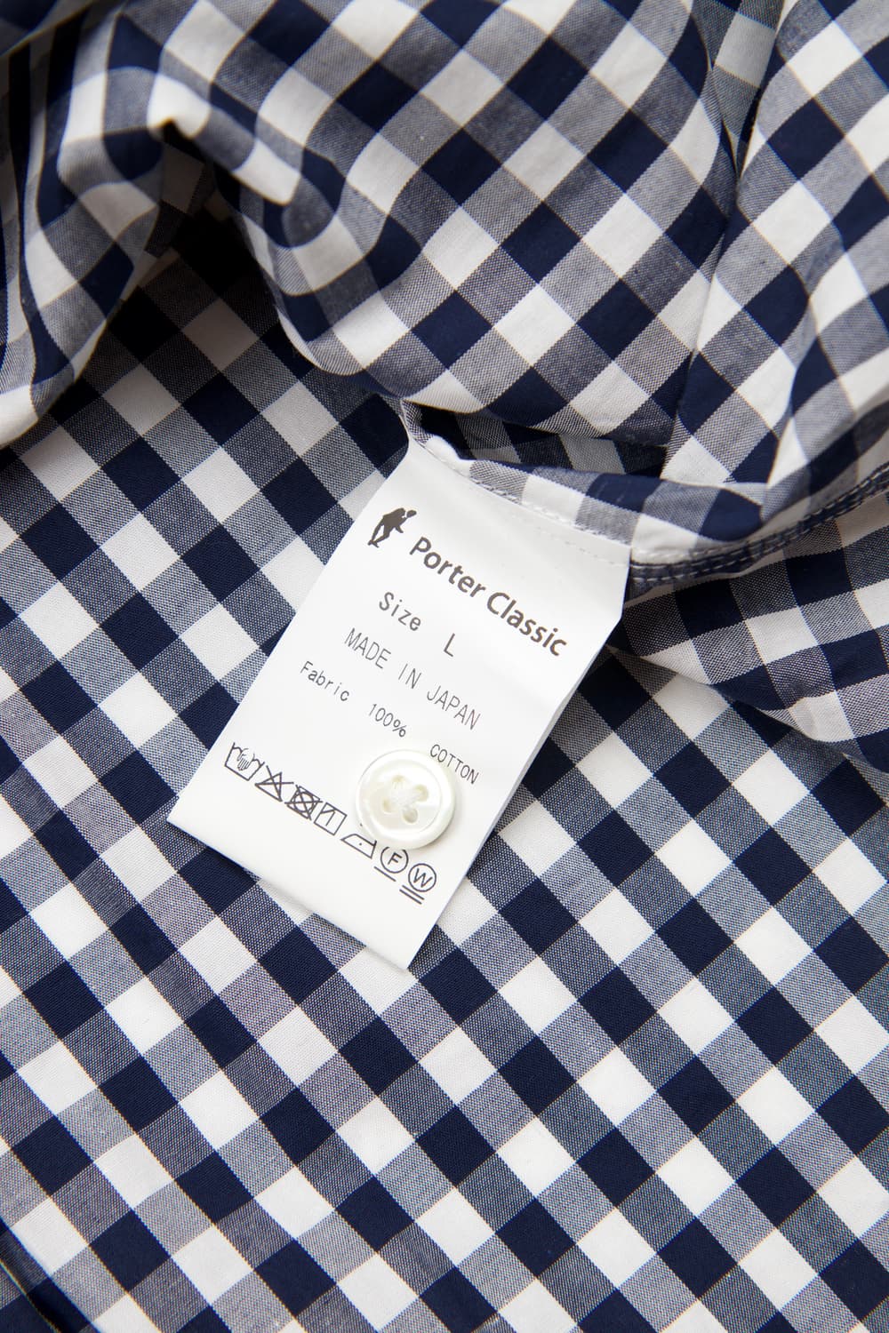 (새상품)Porter classic 롤업 깅엄 체크셔츠 네이비 상품이미지8