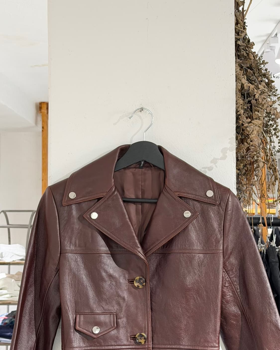 헬무트랭 버건디 램스킨 레더 롱 코트 상품이미지4