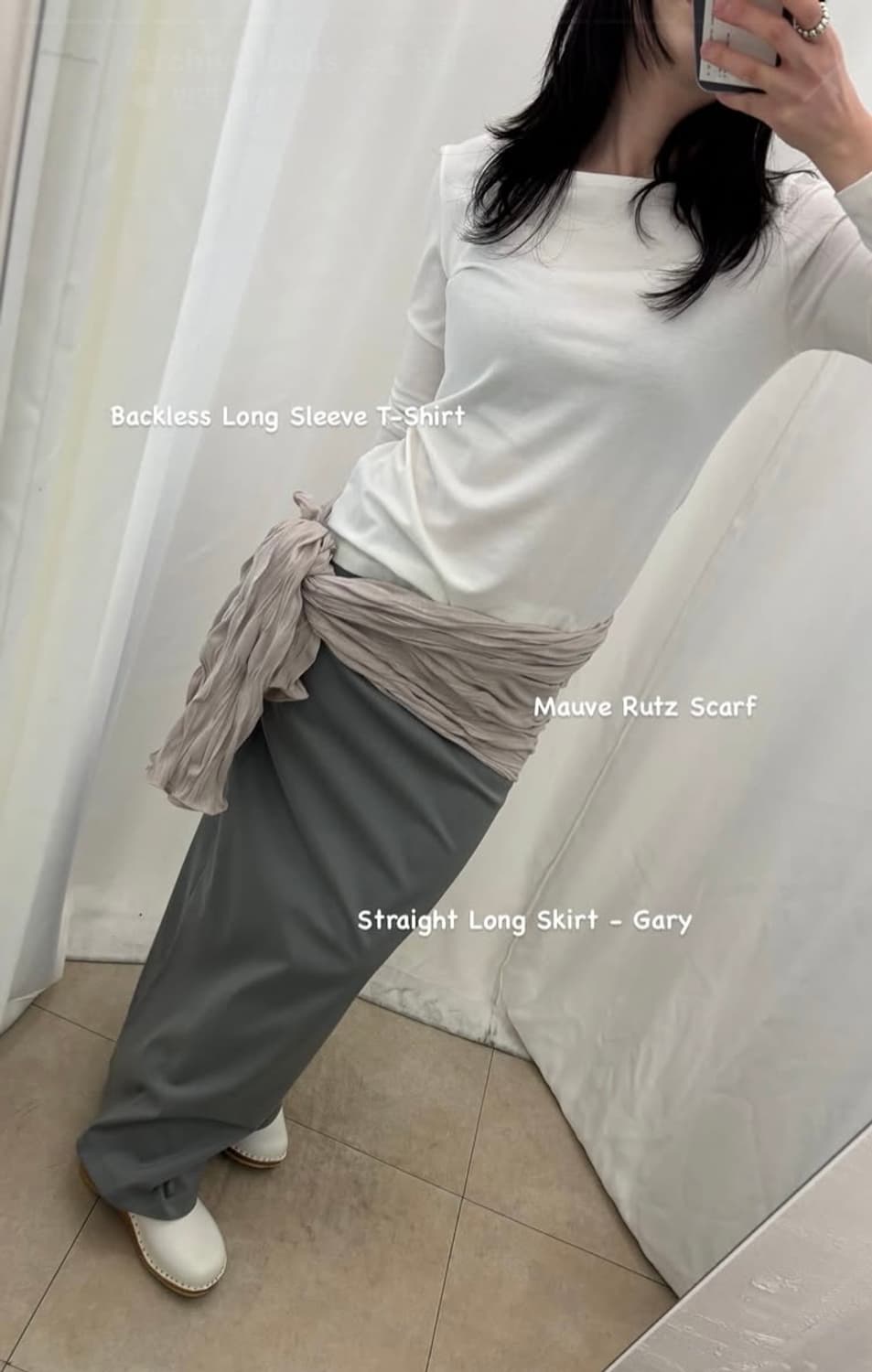 브리즈아카이브 스트레이트 롱 스커트 그레이 상품이미지3