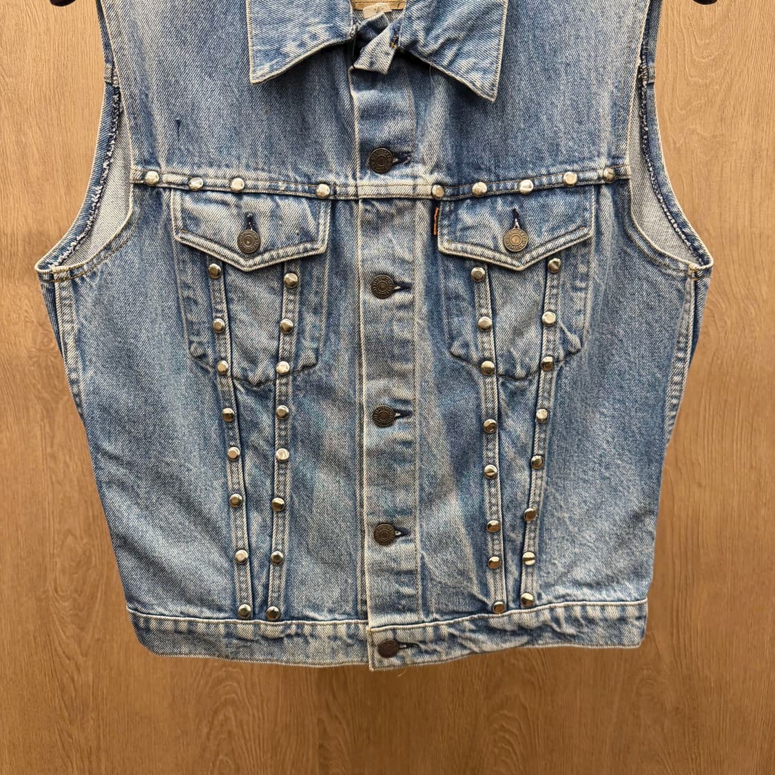 리바이스 데님 베스트 스터드 포켓 크롭 빈티지 디테일 블루 상품이미지5