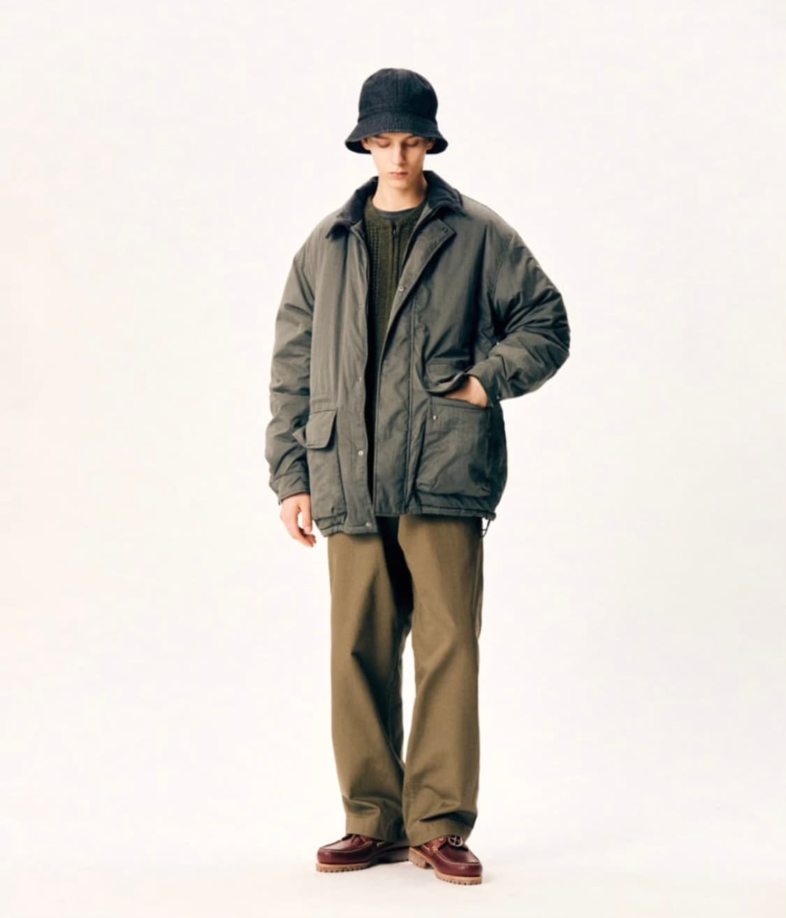 에스피오나지 와이드 오피서 팬츠 올리브 M 상품이미지3