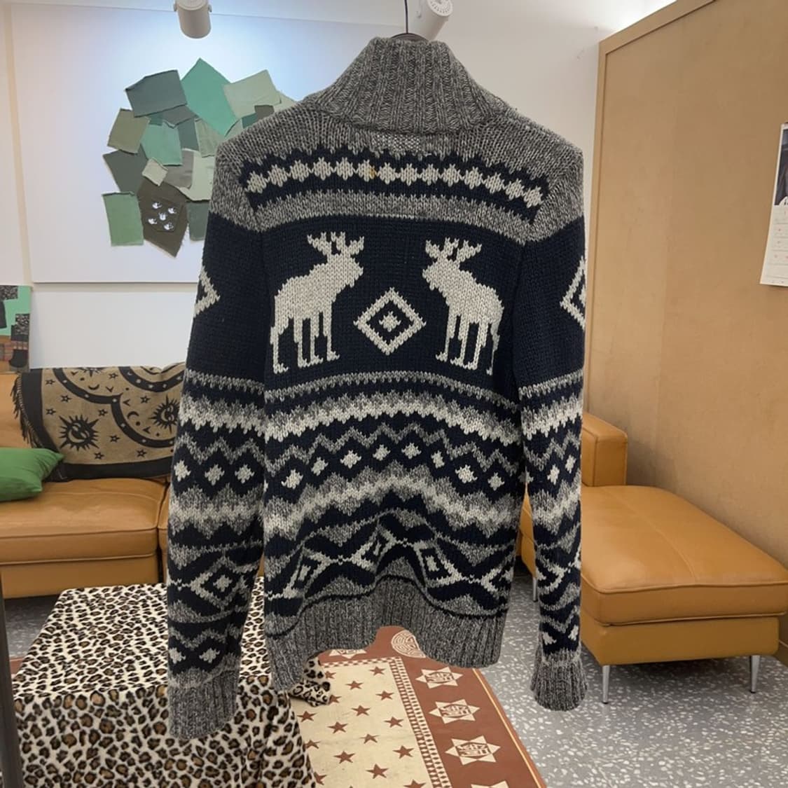 아베크롬비 하이넥 폭닥 노르딕 코위찬 울 집업 가디건 XL C09473 상품이미지4