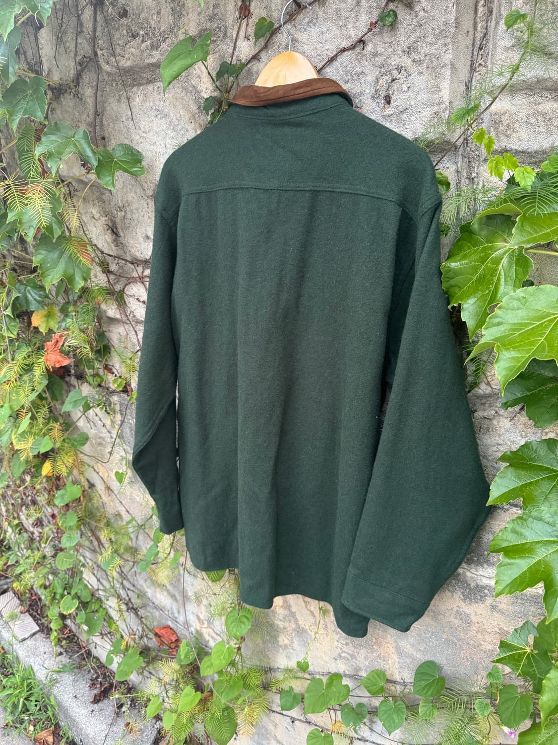 80s woolrich 가죽 카라 플란넬 셔츠 자켓 울리치 셔츠 상품이미지4