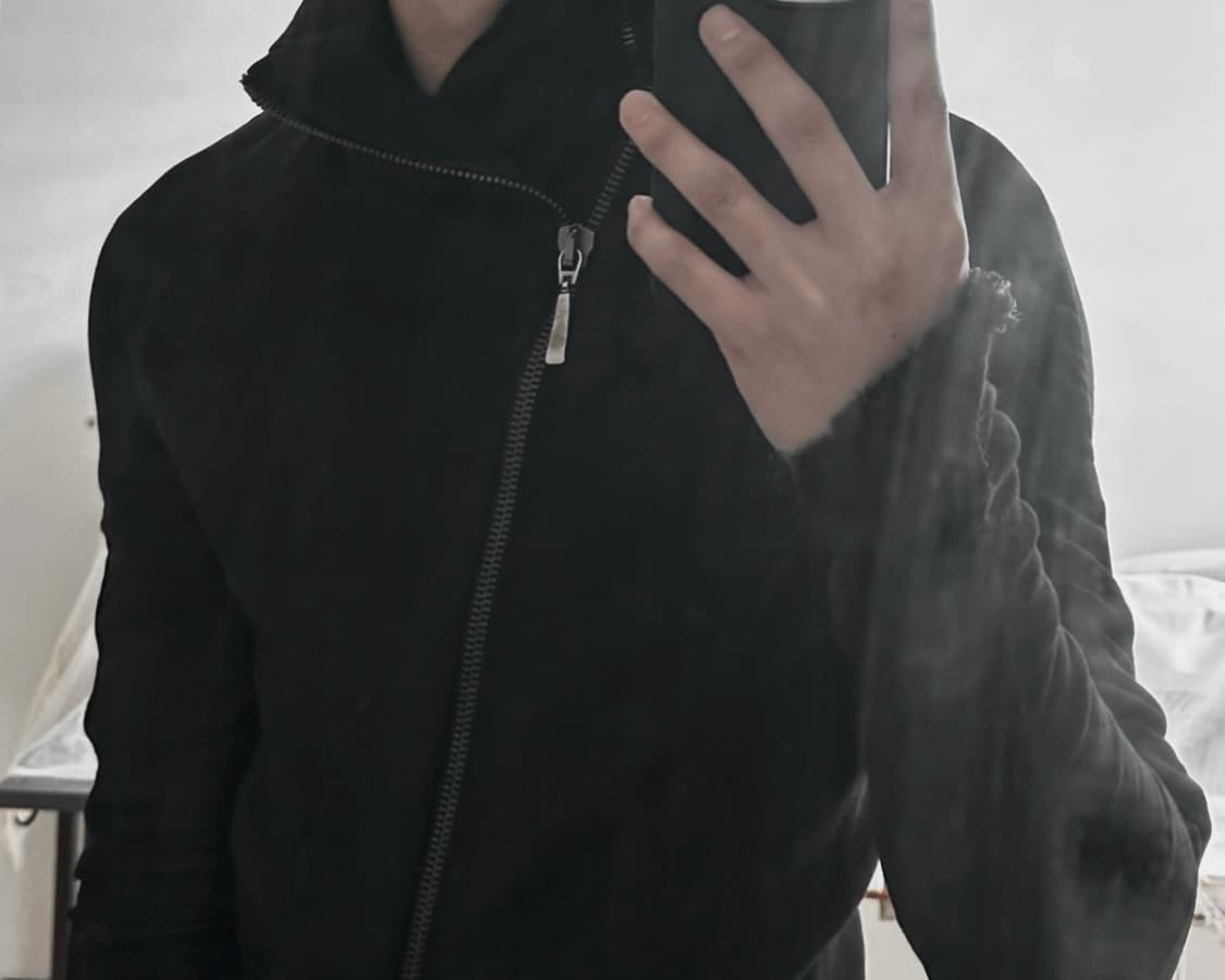 Masnada 수소봉제 사선지퍼 후드코트 상품이미지6