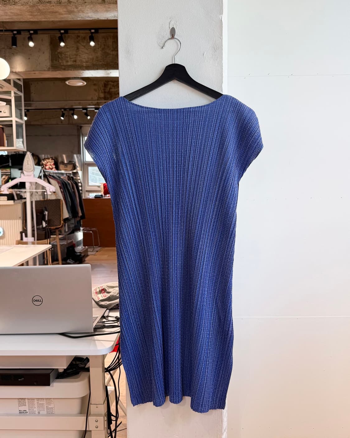 플리츠 플리즈 블루 링컬 슬리브리스 원피스 상품이미지5