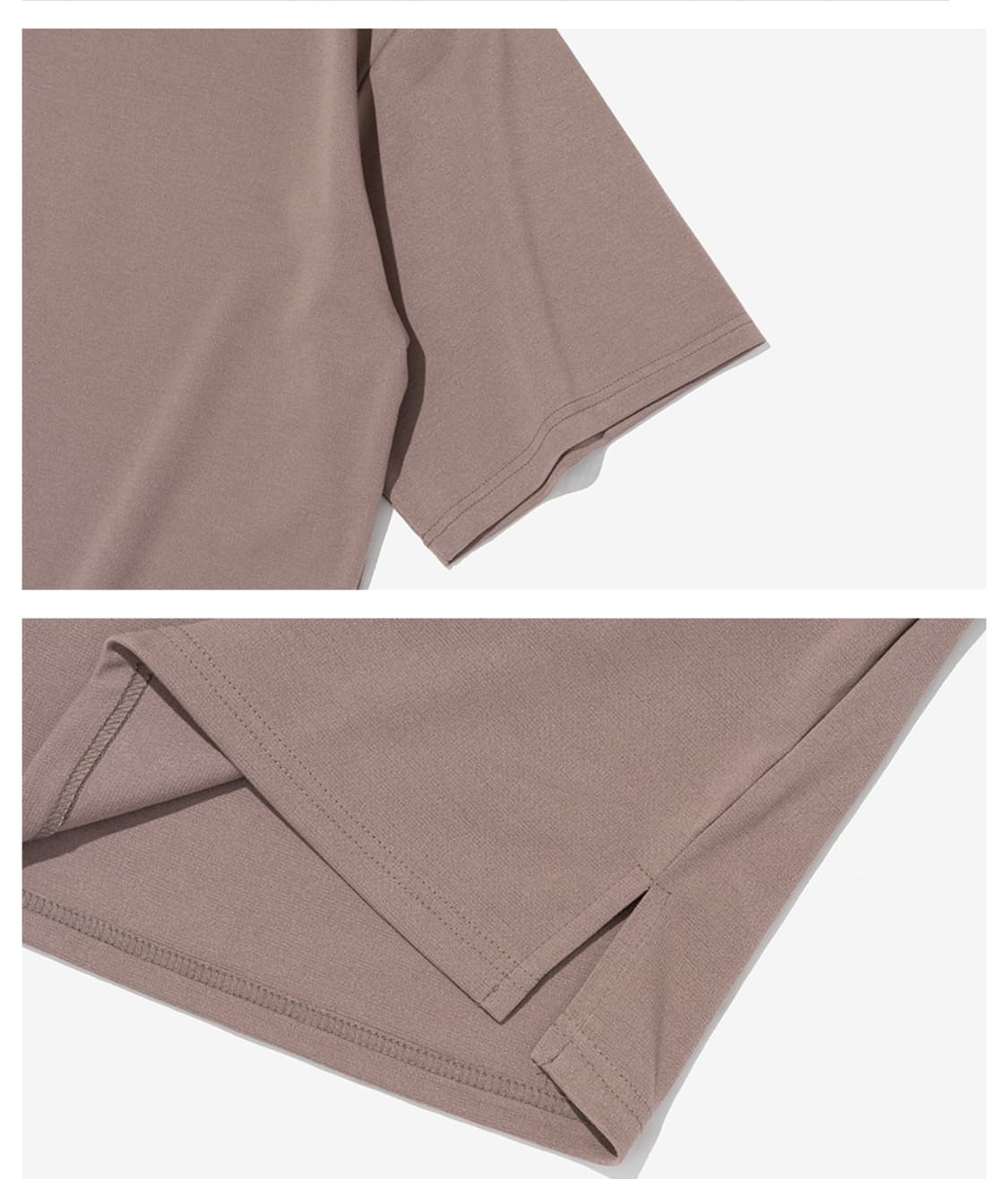 acon 아콘스튜디오 베이직 박스핏 분또 트임 반팔티셔츠 (베이지) 상품이미지2