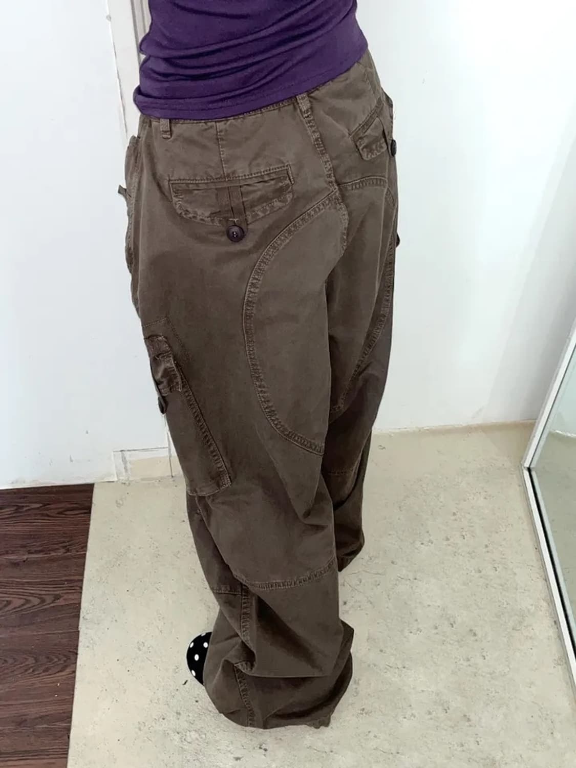 김아홉 브라운 카고 와이드 팬츠 상품이미지4