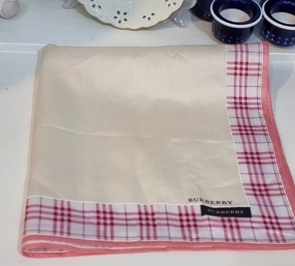버버리손수건(BURBERRY) 핑크 체크 보더 손수건 / 쁘띠스카프 상품이미지2