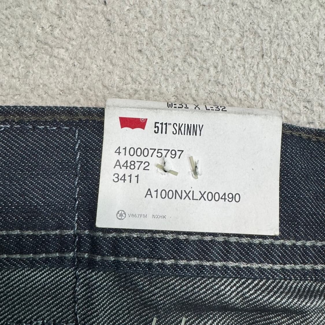 새상품 LEVI'S 511 스키니 데님팬츠 W 31 L 32 상품이미지6