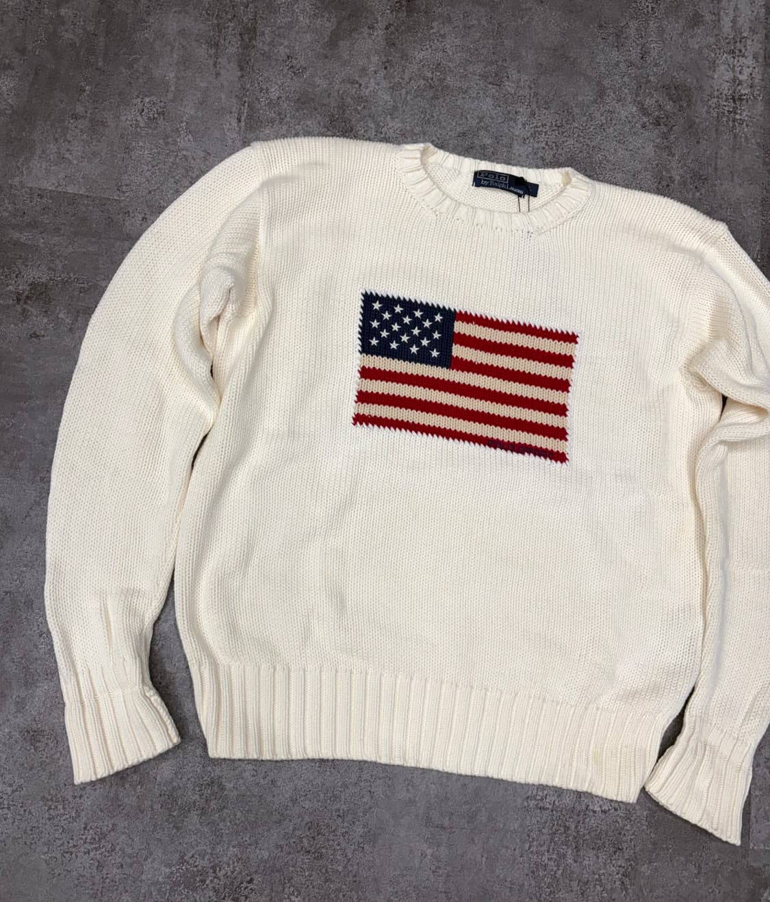 90s 폴로 랄프로렌 성조기 니트 아이보리 상품이미지3