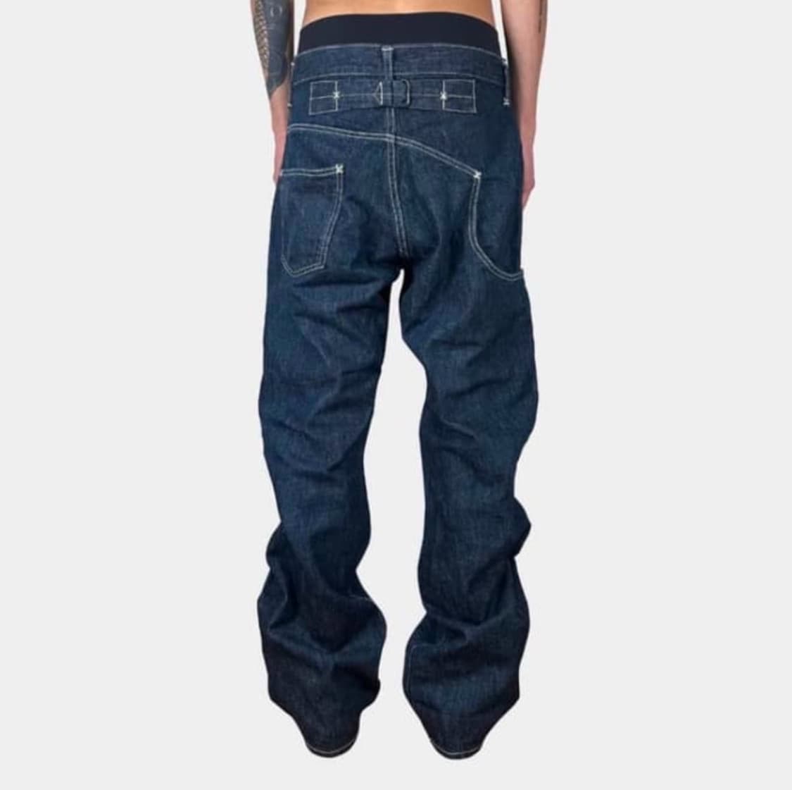 요지야마모토 비대칭 데님 팬츠 상품이미지1