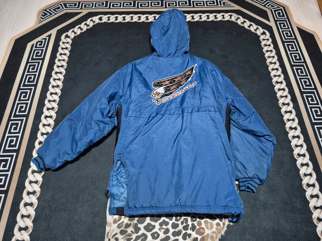 90's 스타터 X NHL 워싱턴 캐피탈스 하프 집 푸퍼 아노락 자켓 L 상품이미지5