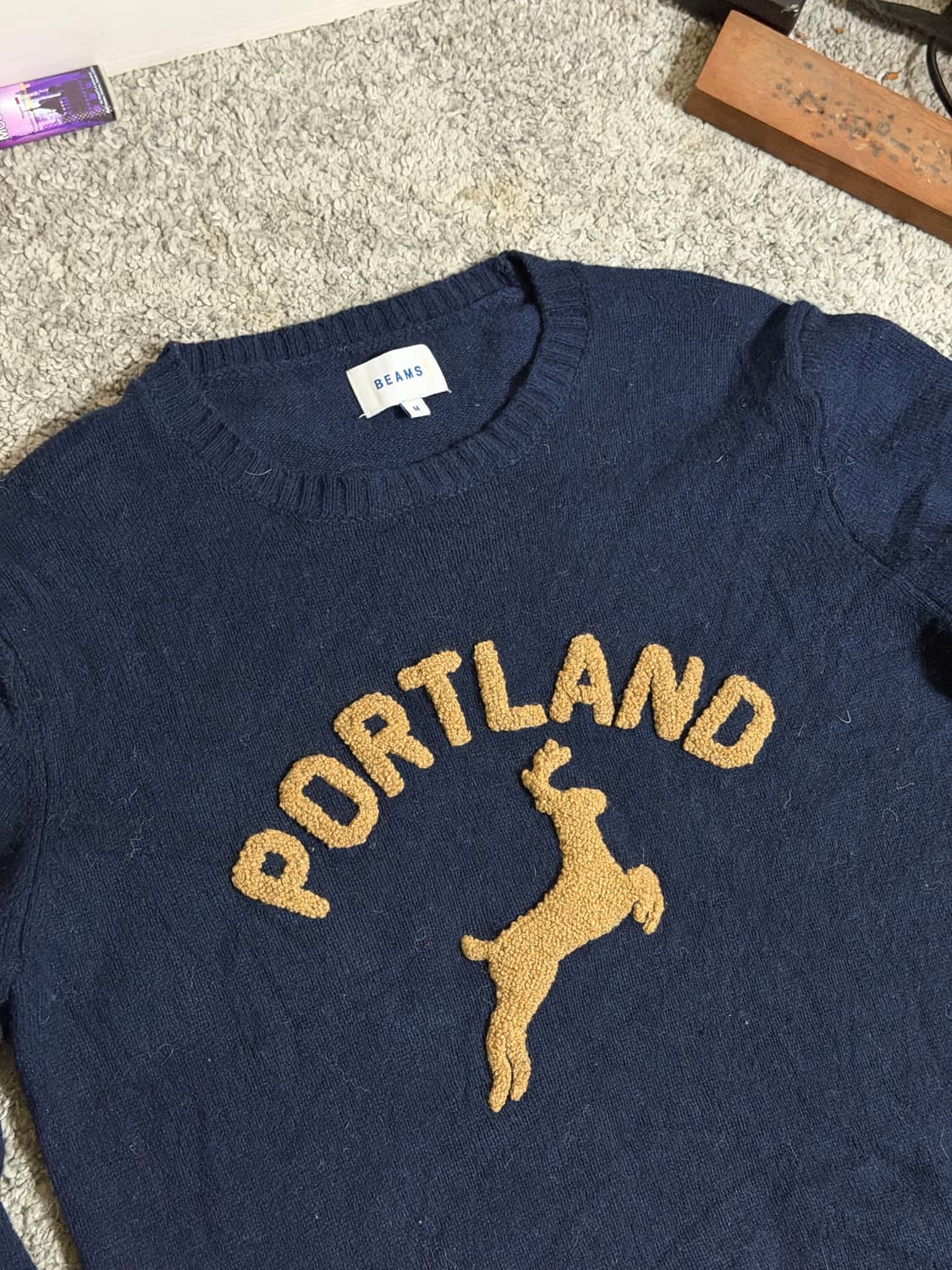 Beams 빔즈 포틀랜드 자수 니트 상품이미지2