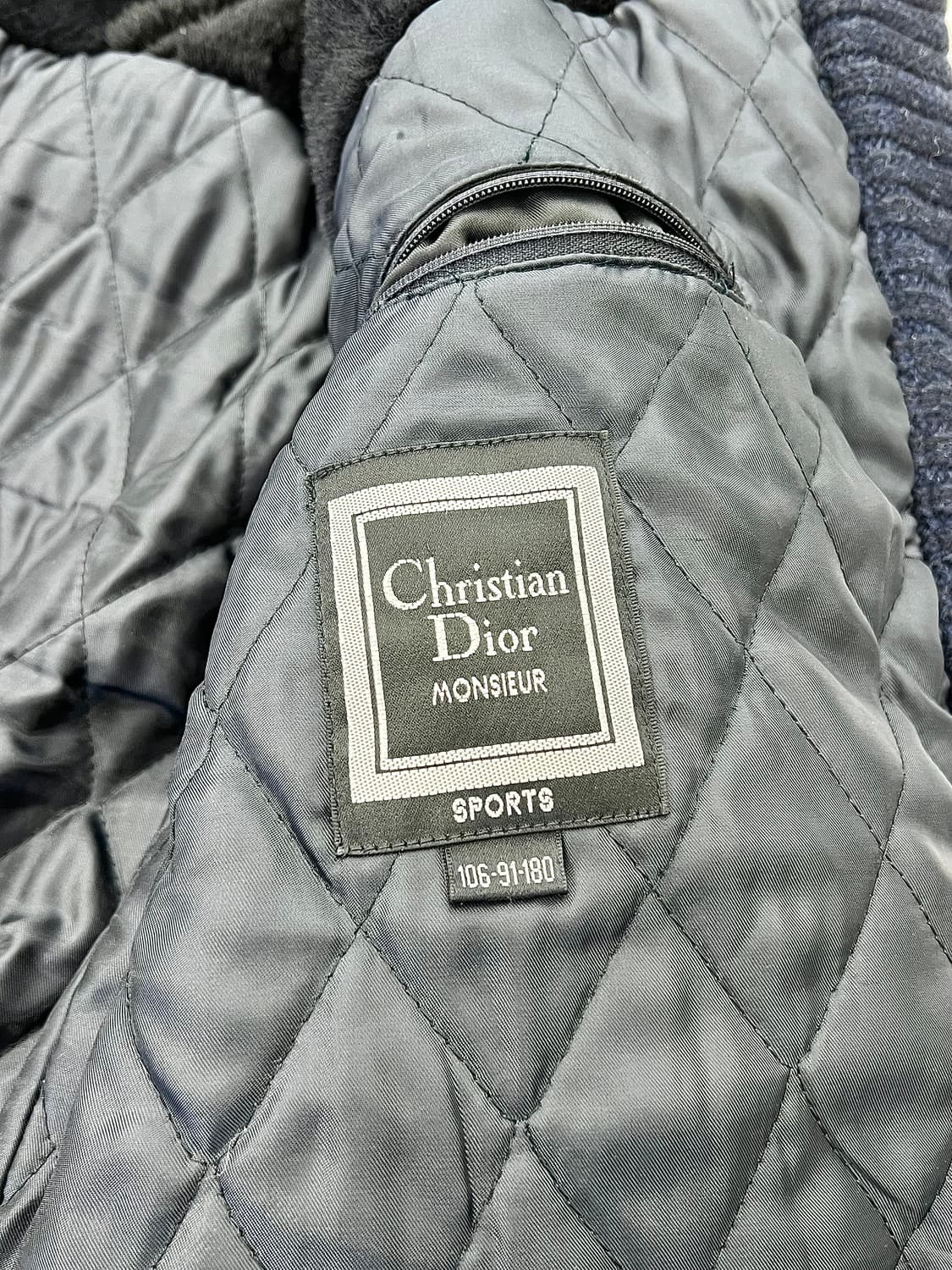 90s 크리스찬 디올 무슈 숄카라 스웨이드 케이블 퀼팅 니트 자켓 상품이미지7