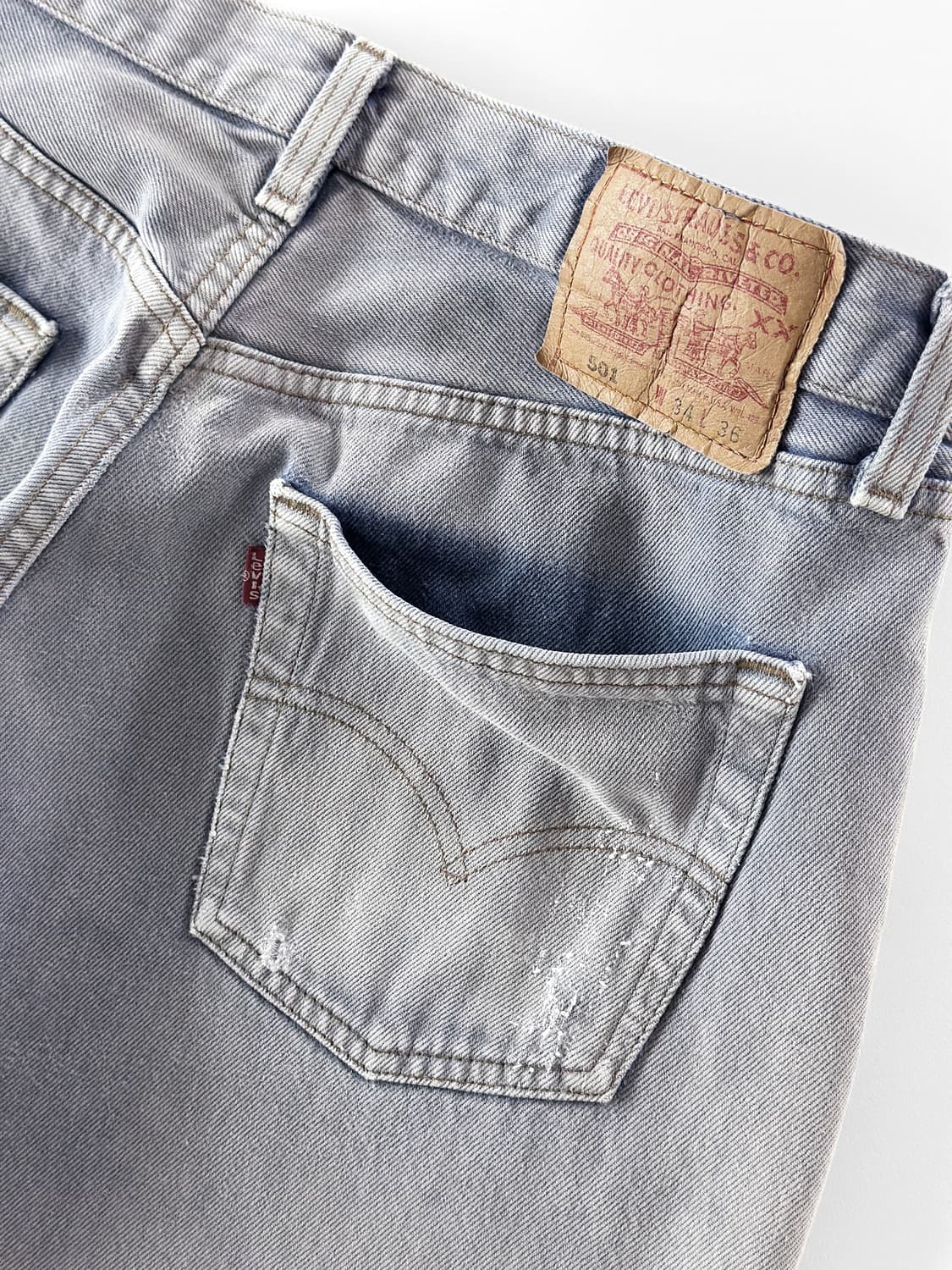 (Rare) 90s 빈티지 리바이스 501 애쉬 그레이 페이드 데님 팬츠 상품이미지9