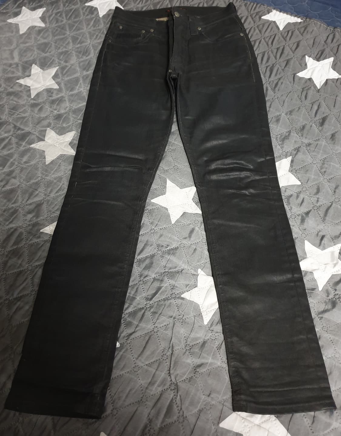 (한정판) 누디진 타이트 롱존 백투블랙 코팅진 팬츠 (29x32) 상품이미지1