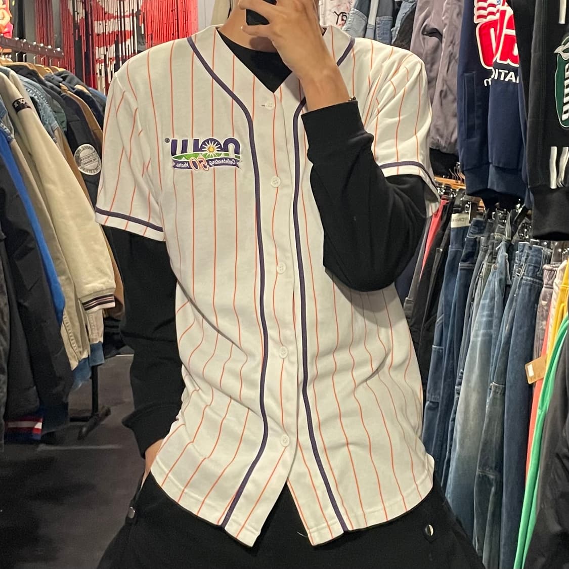 [IM] NOUU No.50 화이트 스트라이프 반팔져지 상품이미지1