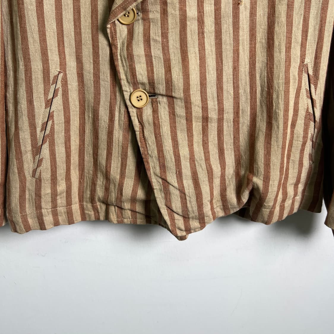 Y's 요지야마모토 린넨 스트라이프 워크 자켓 상품이미지5