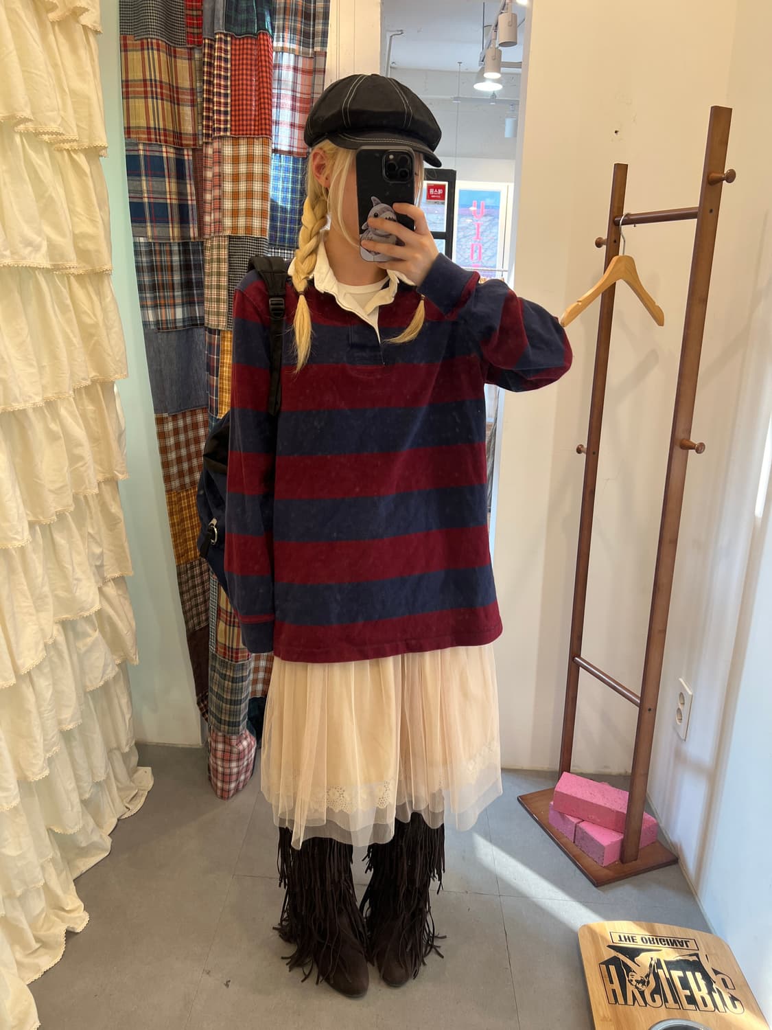 폴로 버건디 스트라이프 카라티 상품이미지2