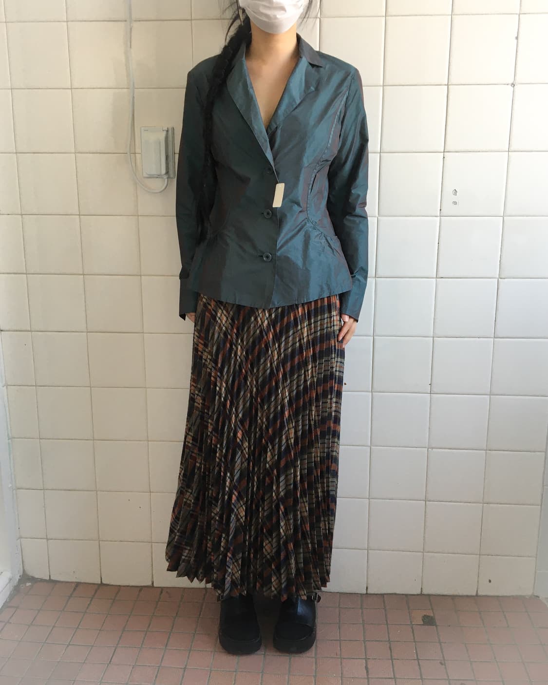 Check pattern pleats skirt 상품이미지3