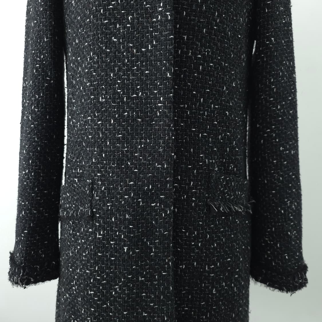 재팬 유니클로 울컬렉션 블랙 트위드 노카라 코트 상품이미지5