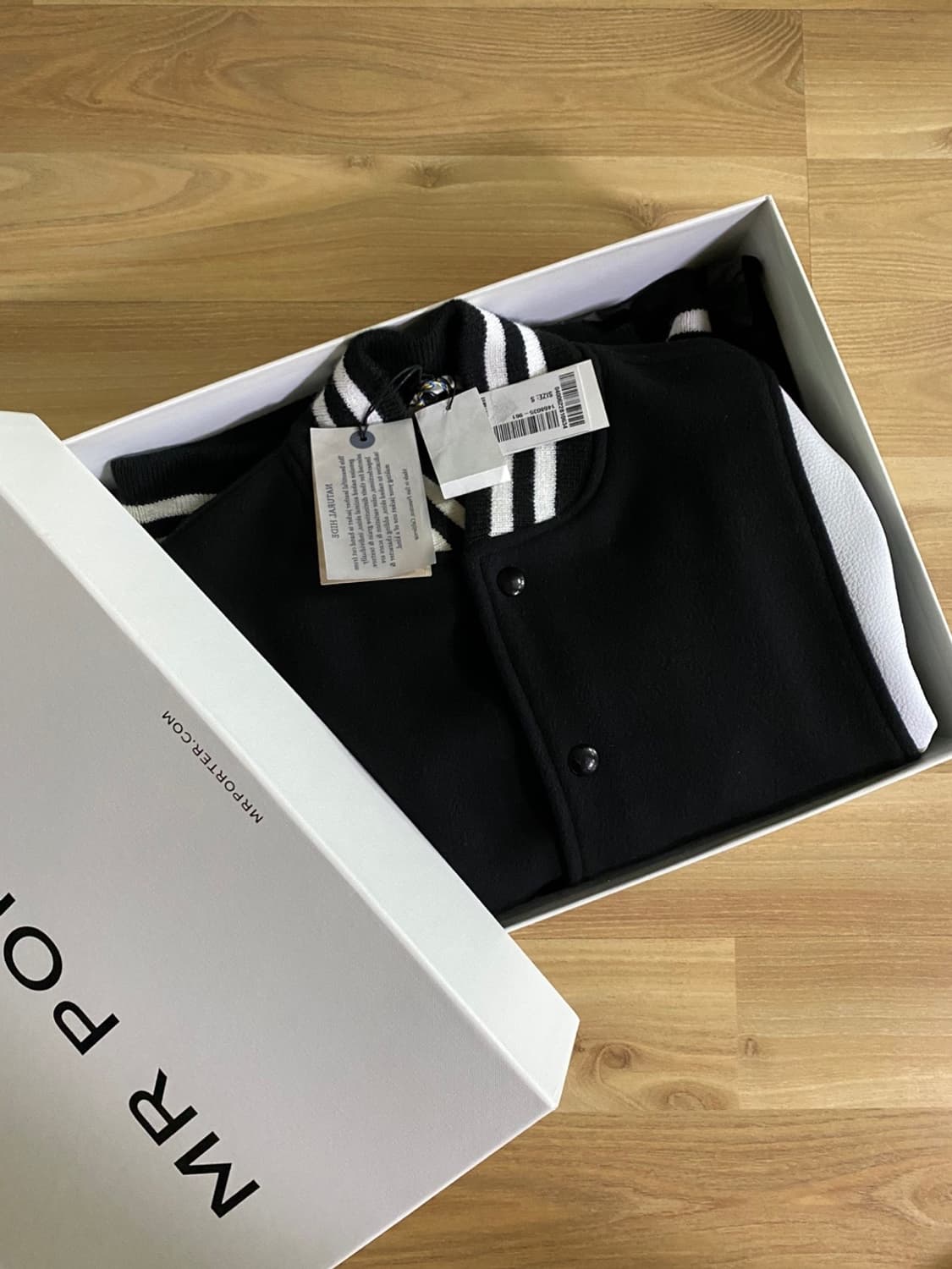 골든베어 / 테디자켓 바시티 검흰 / S (95-1 상품이미지1