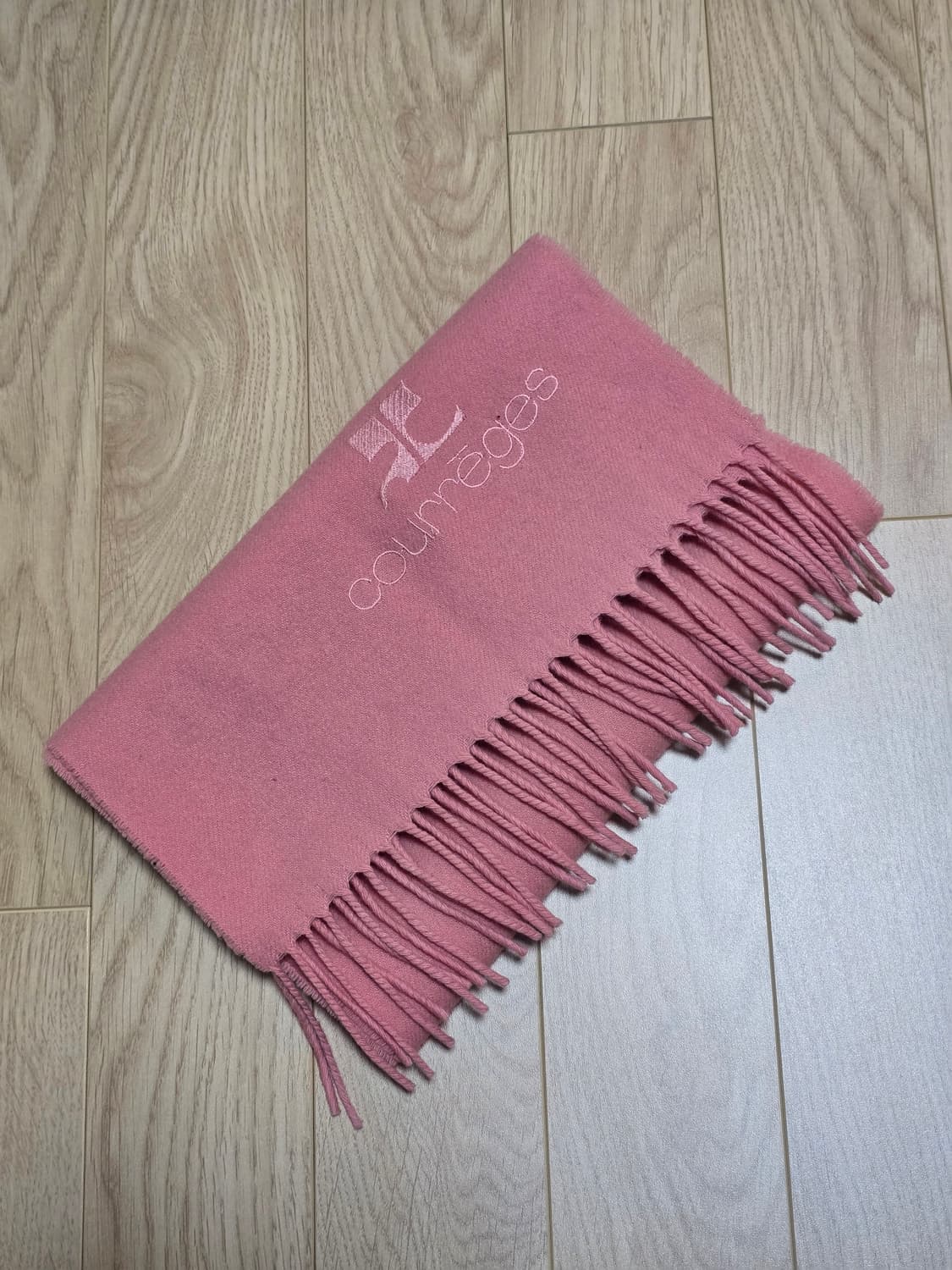 Courreges 꾸레쥬 로고 핑크 울 머플러 상품이미지2