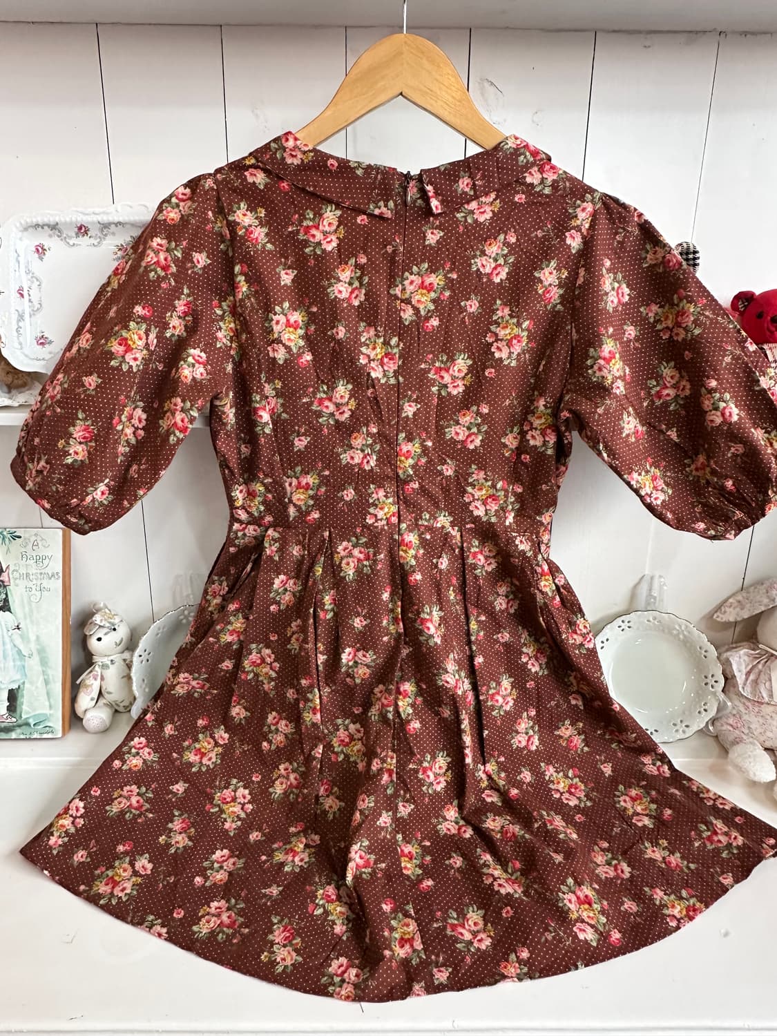 브라운 플라워 도트  원피스 상품이미지4