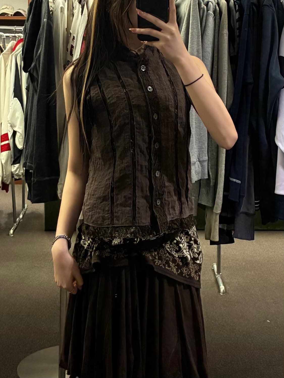 M)Japanese vintage 여성 레이스 디테일 셔츠 블라우스 상품이미지1