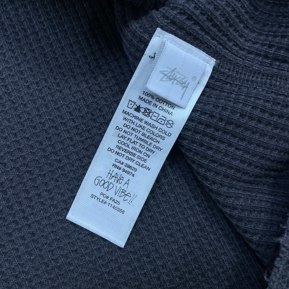 스투시 Stussy 베이직 스탁 써멀 롱슬리브 워시드블랙 상품이미지6