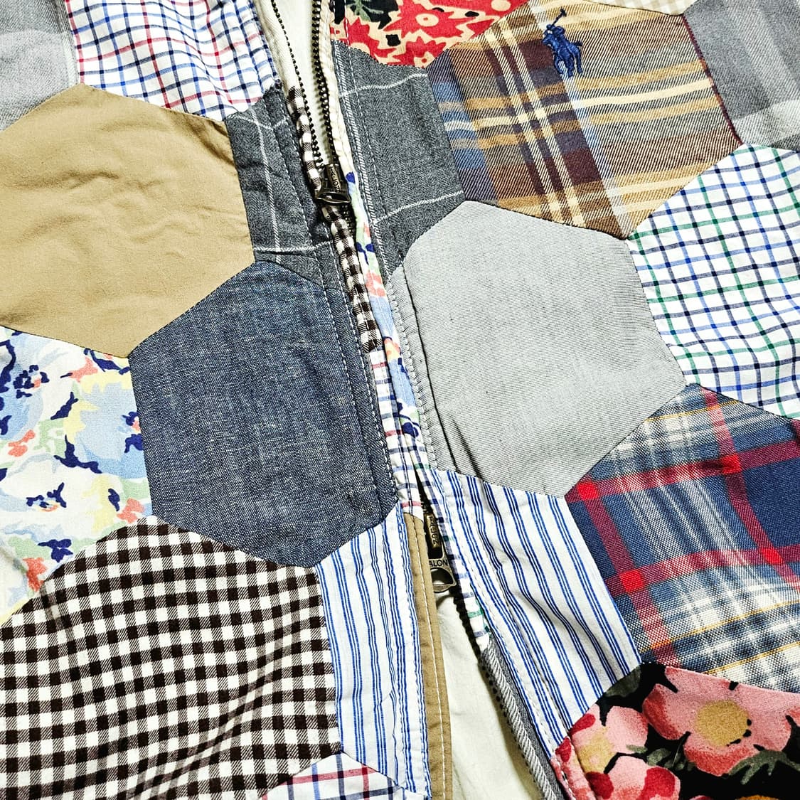 [여성M][폴로 랄프로렌] 패치워크 퀼티드 블루종 점퍼 멀티컬러# 상품이미지4