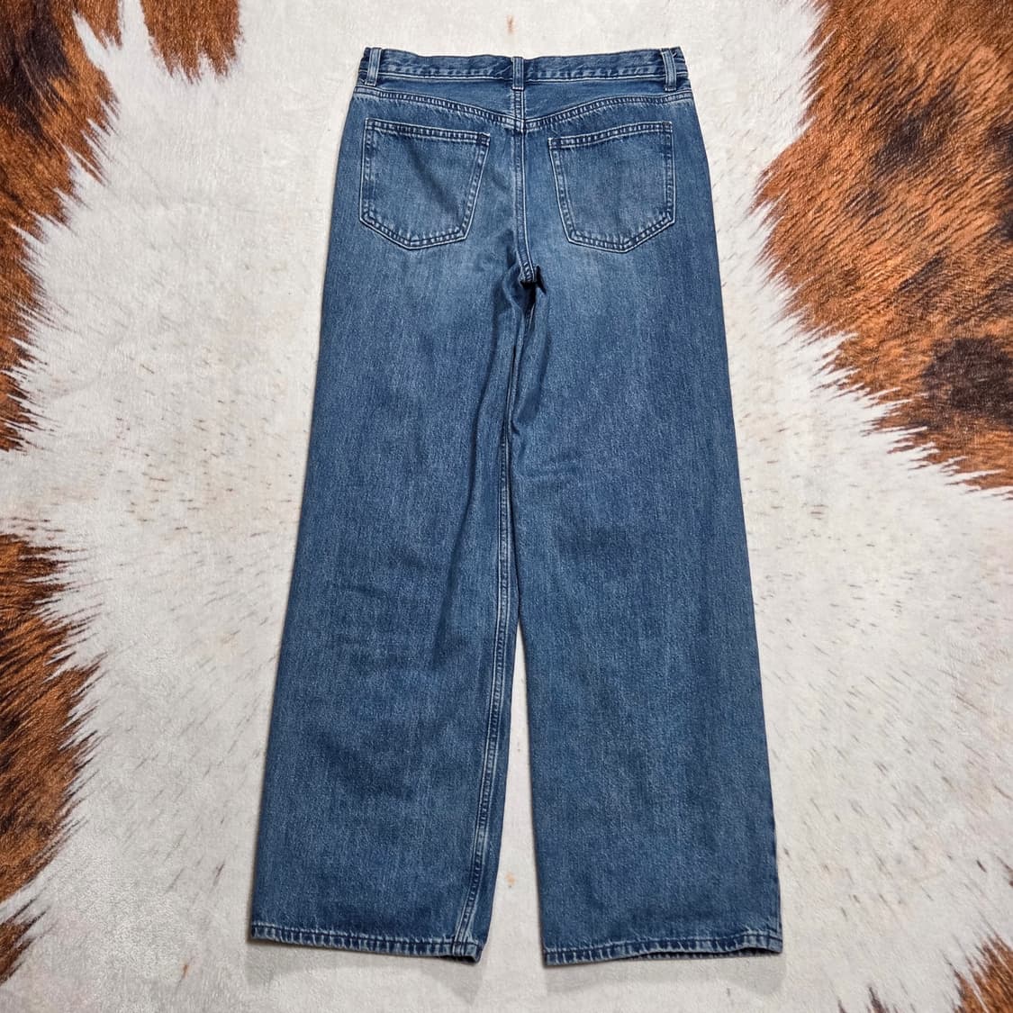 유니클로 진청 세미 와이드 데님 팬츠 상품이미지4