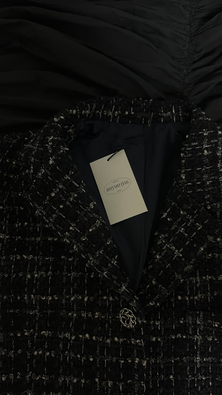 (새제품) 모델 이유안 브랜드 ANYU 트위드 자켓 블랙 상품이미지3