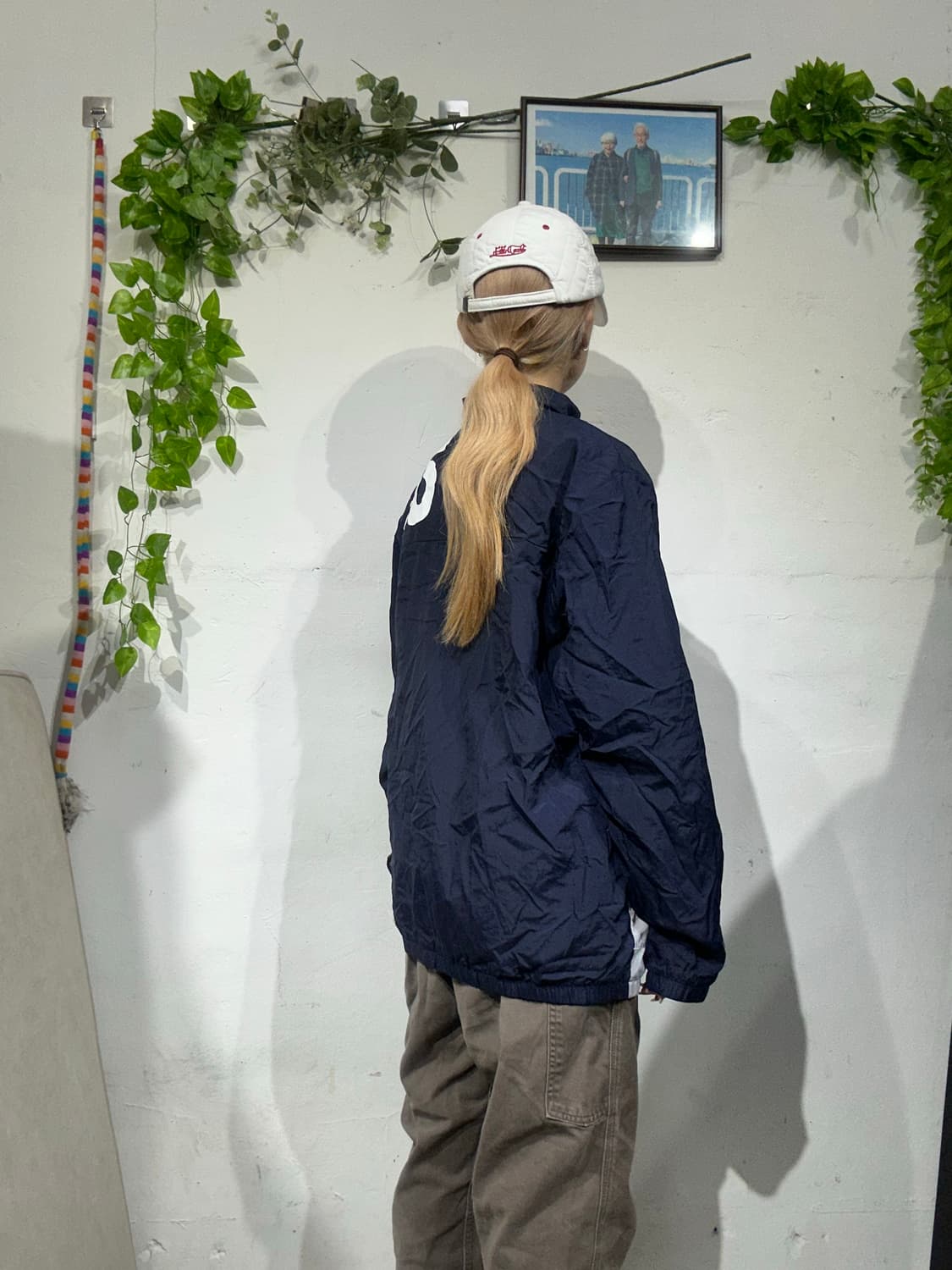 아디다스 네이비 스펠아웃 화이트 빅 로고 바람막이 자켓   상품이미지3