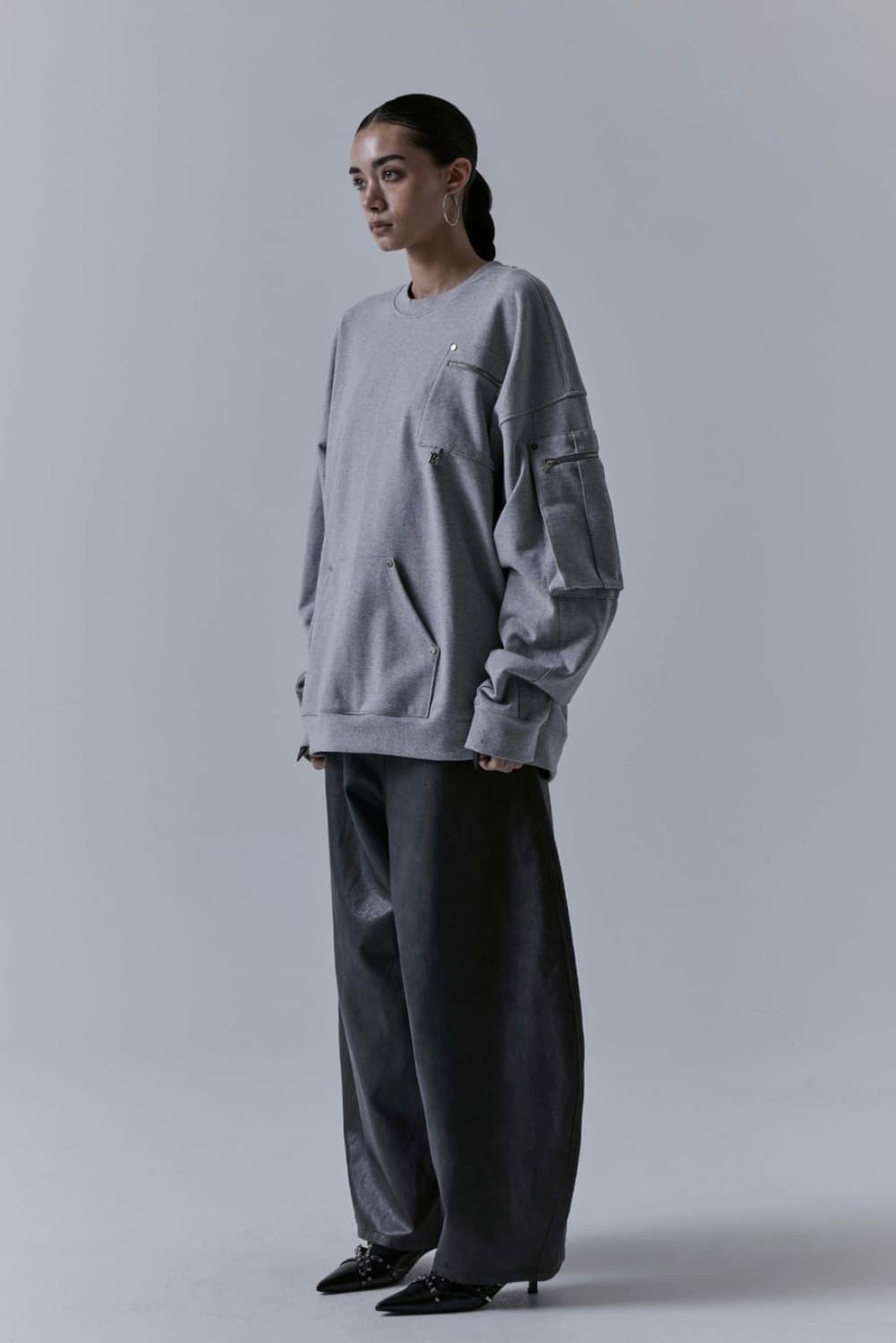 새상품) 트리밍버드 멀티 포켓 오버핏 스웻 셔츠 티셔츠 맨투맨 상품이미지3