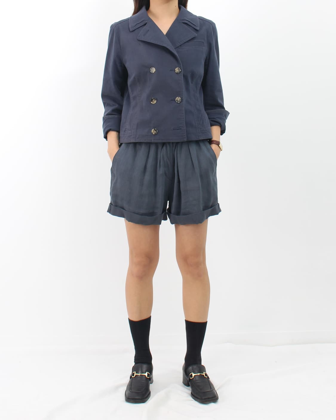 띠어리 Theory 빈티지 더블 버튼 크롭 데님 자켓 상품이미지10