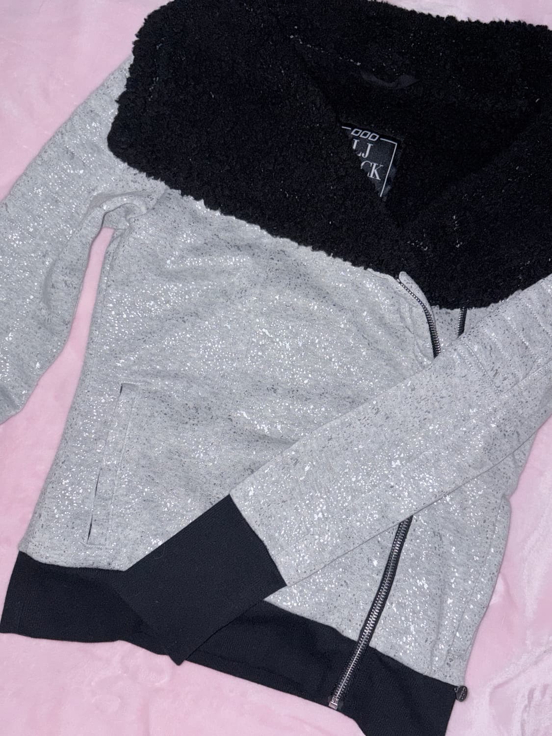 y2k 갸루깔 블랙 퍼 하이넥 집업 상품이미지4