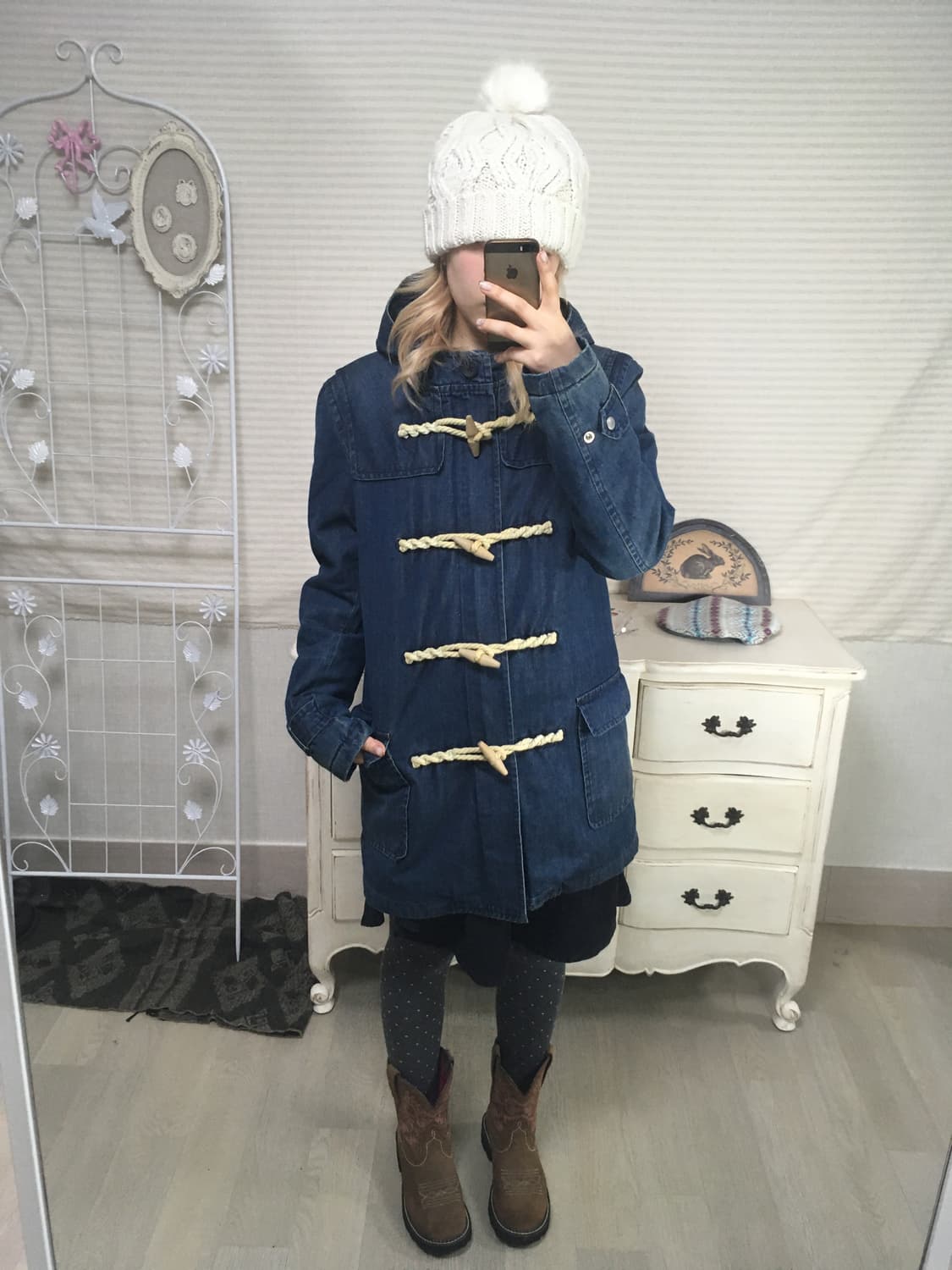 에드윈 데님 더플 후드 패딩 상품이미지2