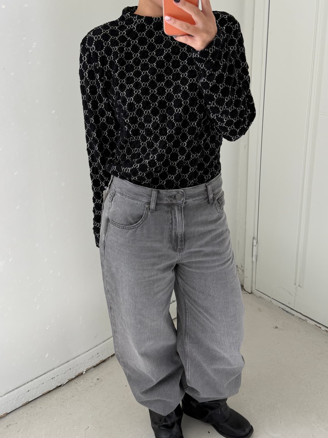 일본빈티지 주름 셔링 블라우스 탑 상품이미지4