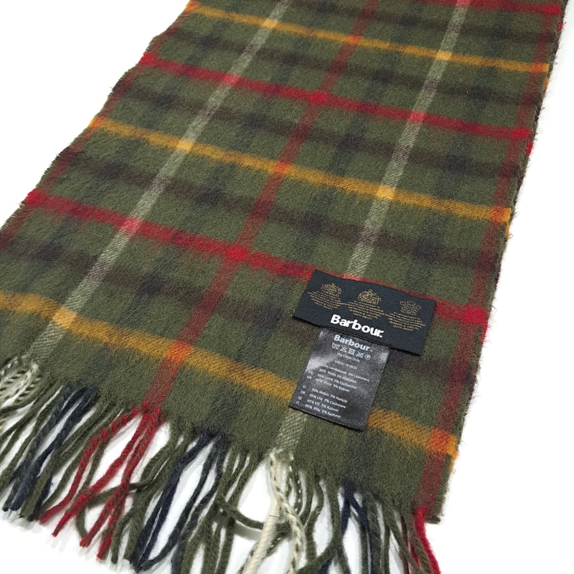 MX584 바버 램스울캐시미어 타탄체크 올리브 머플러 목도리 상품이미지4