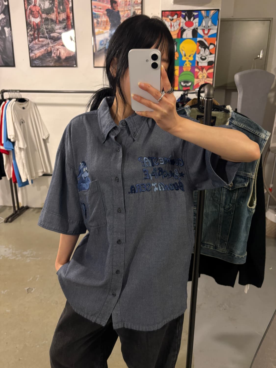 일제 VTG 캐릭터 자수 셔츠 상품이미지1