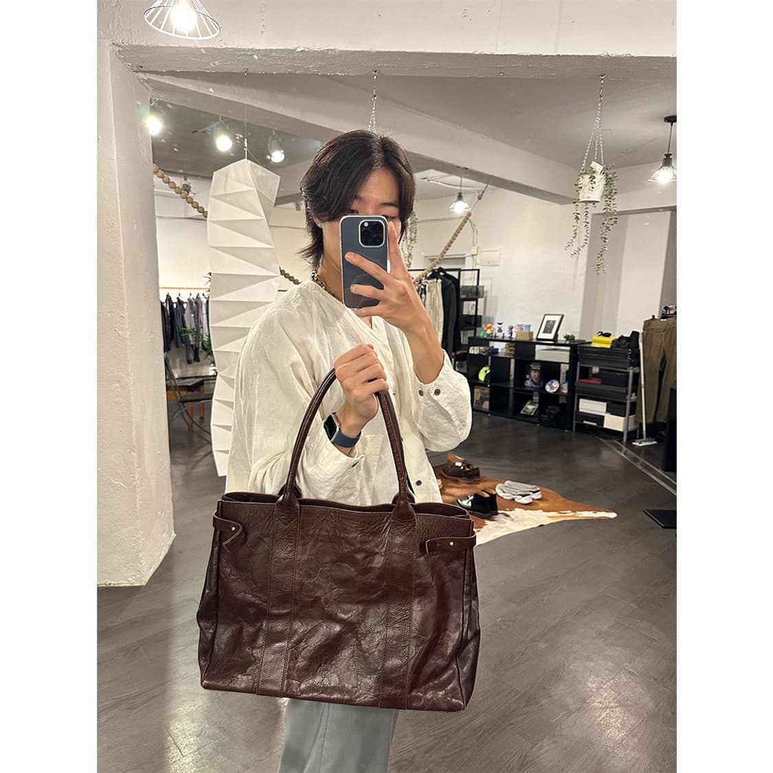 요지야마모토 레더 토트백 상품이미지3