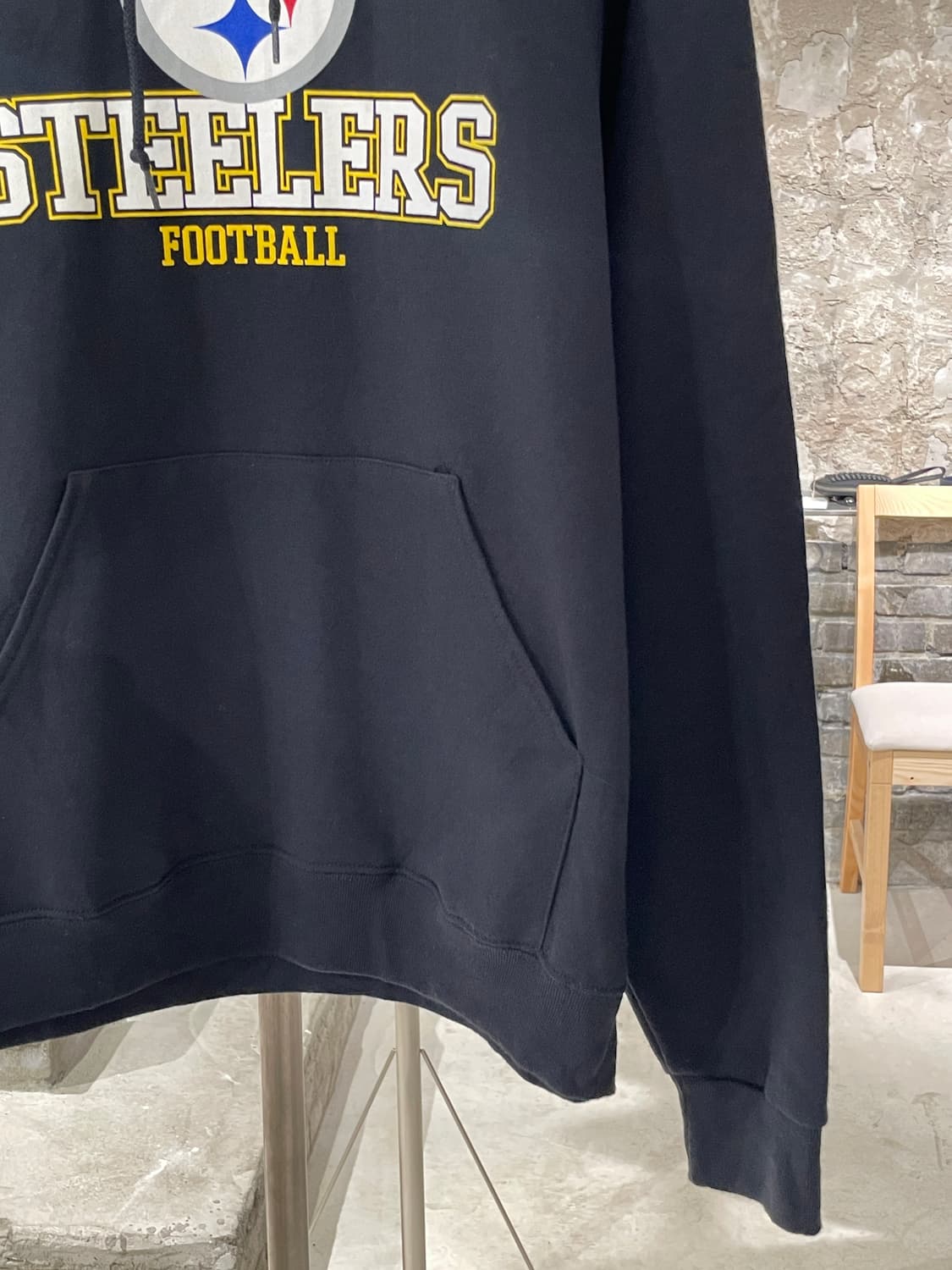 NFL 블랙 피츠버그 스틸러 풋볼 코튼 후디 상품이미지5