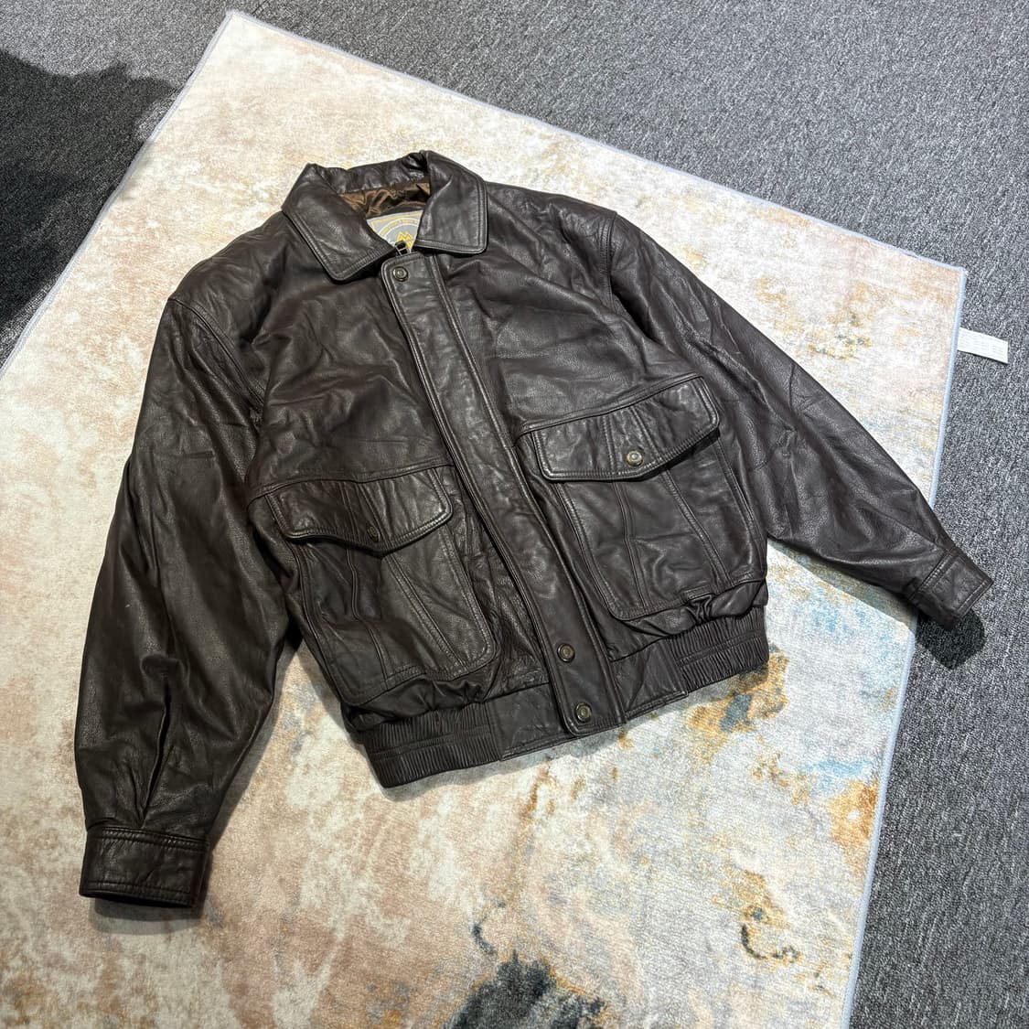 빈티지 소가죽 레더 봄버 자켓 상품이미지1