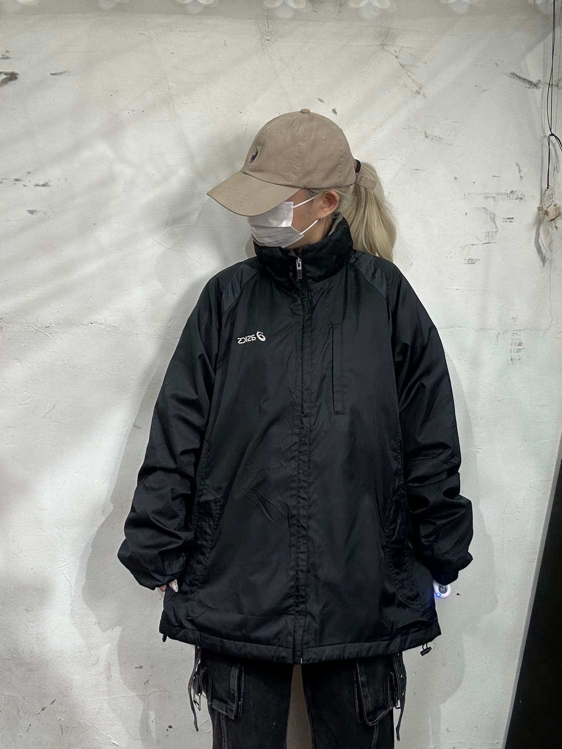 아식스 블랙 올드스쿨 오버핏 바람막이 트랙 자켓 XL 상품이미지2